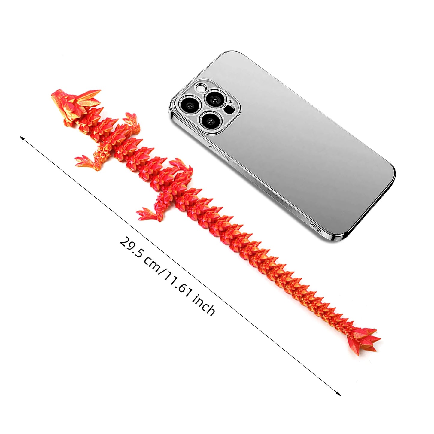 Flavery 3D Printed Dragon - 12 Inch Dragon Desk Toy, Cute Articulated Dragon, 3D Printed Gift For Christmas, Birthday, Figurine
