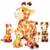 Ouozzz Giraffes Stuffed Animals With Babies Inside Plush Toys Set Mommy And 4 Little Giraffes Babies - Gift Present Toys For Gir