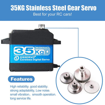 ANNIMOS 35KG Coreless Digital Motor Servo 7.4V High Speed High Torque Stainless Steel Gear Waterproof Standard Baja Servos 180 D