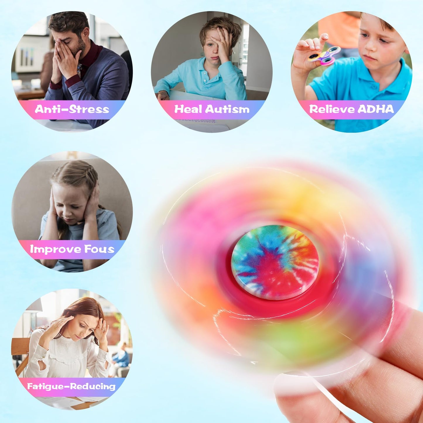 Scione 6Pack Pop Fidget Spinners, Sensory Fidget Toys For Kids 8-12 4-8 Bulk, Adhd Autism Fidget Toys For Toddler 1-3 Boys Girls, Stress Anxiety Relief Classroom Prizes Newborn Toys Birthday Gifts