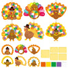 24 Sets Thanksgiving Tissue Sign Craft Kit Turkey Suncatcher Craft Fall Thanksgiving DIY Craft Ornament Decorations for Fun Home