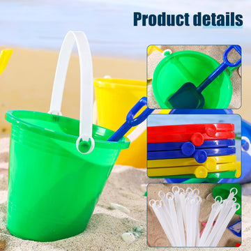 Shindel 28PCS Beach Buckets, Colorful Sand Buckets with Shovels Multi Purpose for Beach, Fun Summer Activities, and Beach Essent