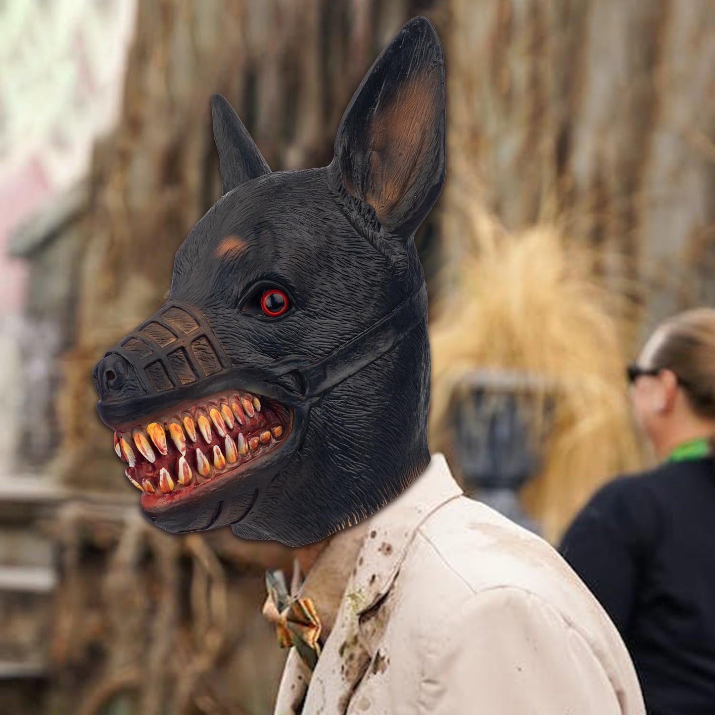 AQKILO Dog Mask Animal Latex Full Head Realistic Masks Fancy Dress for Halloween Carnival Costume Party