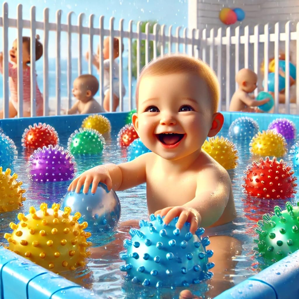 Appleround 6-Pack Of 7-Inch Knobby Balls With 1 Air Pump - Fun Sensory Balls, Party Favors, Inflatable Bouncy Balls