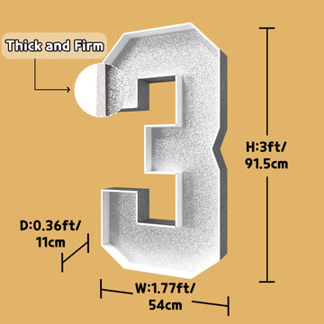 Imprsv 3Ft Silver 13Th-Birthday Decorations Numbers: 13Th Birthday Party Anniversary Decorations Large Light Up Numbers 13 For G