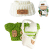 Clothes for 17cm Dolls (NO Doll) Handcrafted Crochet Outfits for 17cm Doll with Accessories Boy and Girl 5-Piece Clothes Set Cute Stylish Clothing with hat and Bag for Dolls Dress up (Green)