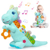 Baby Dino Plush Soft Stuffed Animal Toy For 0-3-6-12+ Months,Infant Musical Toy With Rattle,Squeaker,Sensory Crinkle,Teether & T