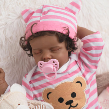 Jirachi Realistic Reborn Baby Dolls, Silicone Soft Body Real Life Baby Girl, Black Lifelike Reborn Babies With Feeding Kit & Gift Box For Kids Age 3+