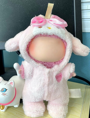 Doll Outfit Clothes Set for 17cm Dolls enhanced Fashion Hat Overalls Sweater Bag Dress Jumpsuit for Dolls Accessories (NO Doll) (Pink Jumpsuit)