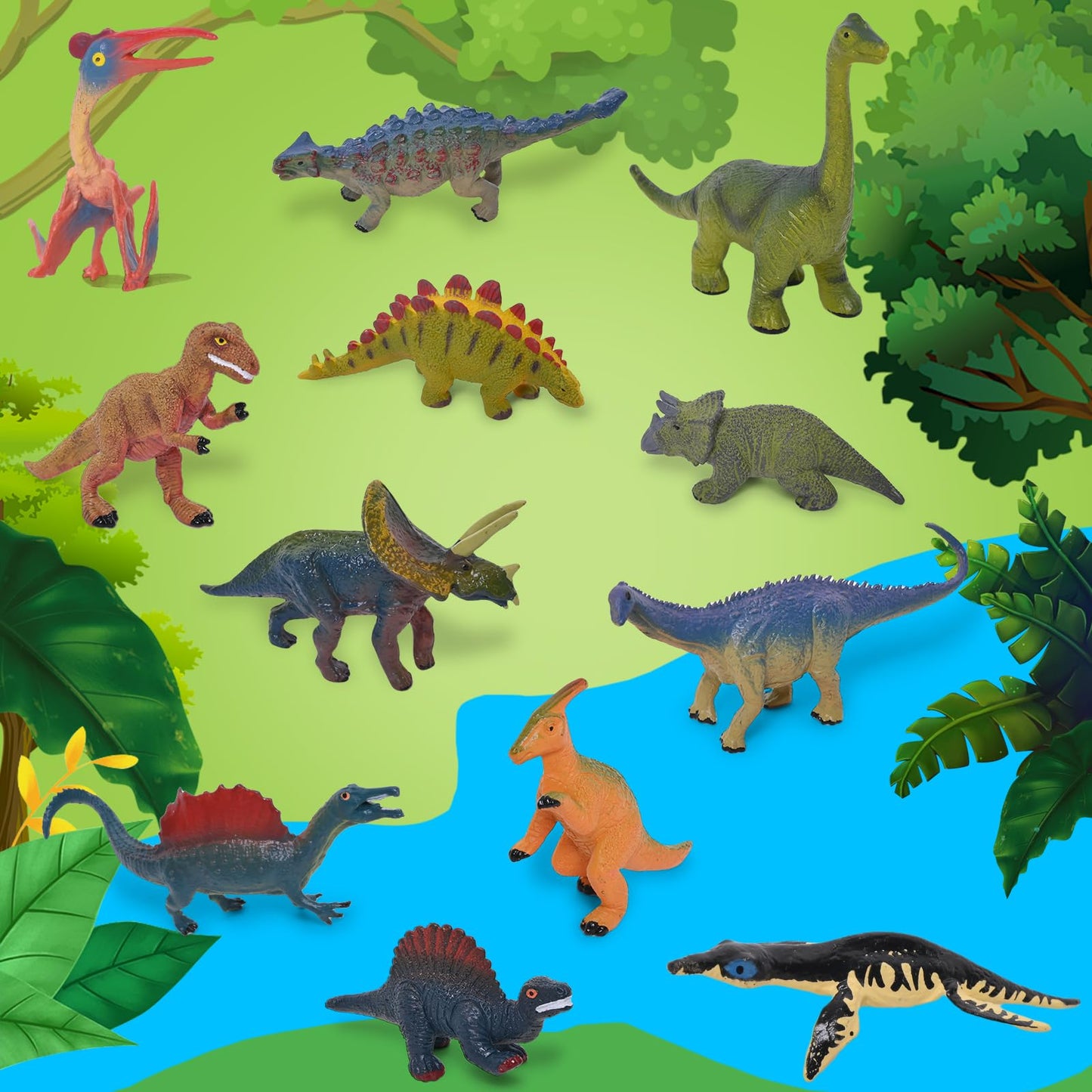 12 Preschool Science Toys - Educational Materials With Animal Matching Models Flash Cards, Animal Figurines For Kids (Dinosaur)