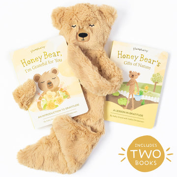 Slumberkins Honey Bear Snuggler Bundle with 2 Board Books | Promotes Gratitude & Sharing | Ideal Social Emotional Tools for Ages 0+