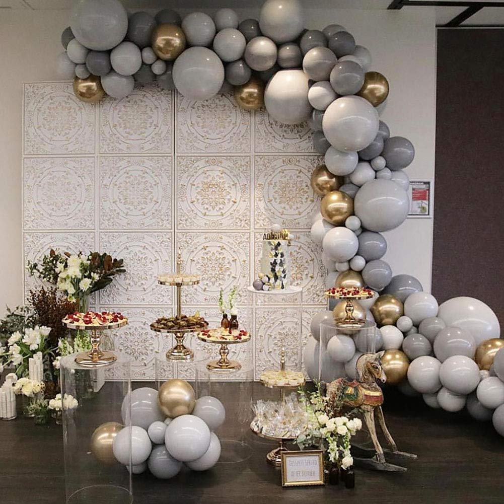 Kalor 12 Inch Gray Balloons, 50 Pcs Latex Helium Balloons For Kid'S Birthday Party, Baby Shower, Wedding, Graduate Party Decorations