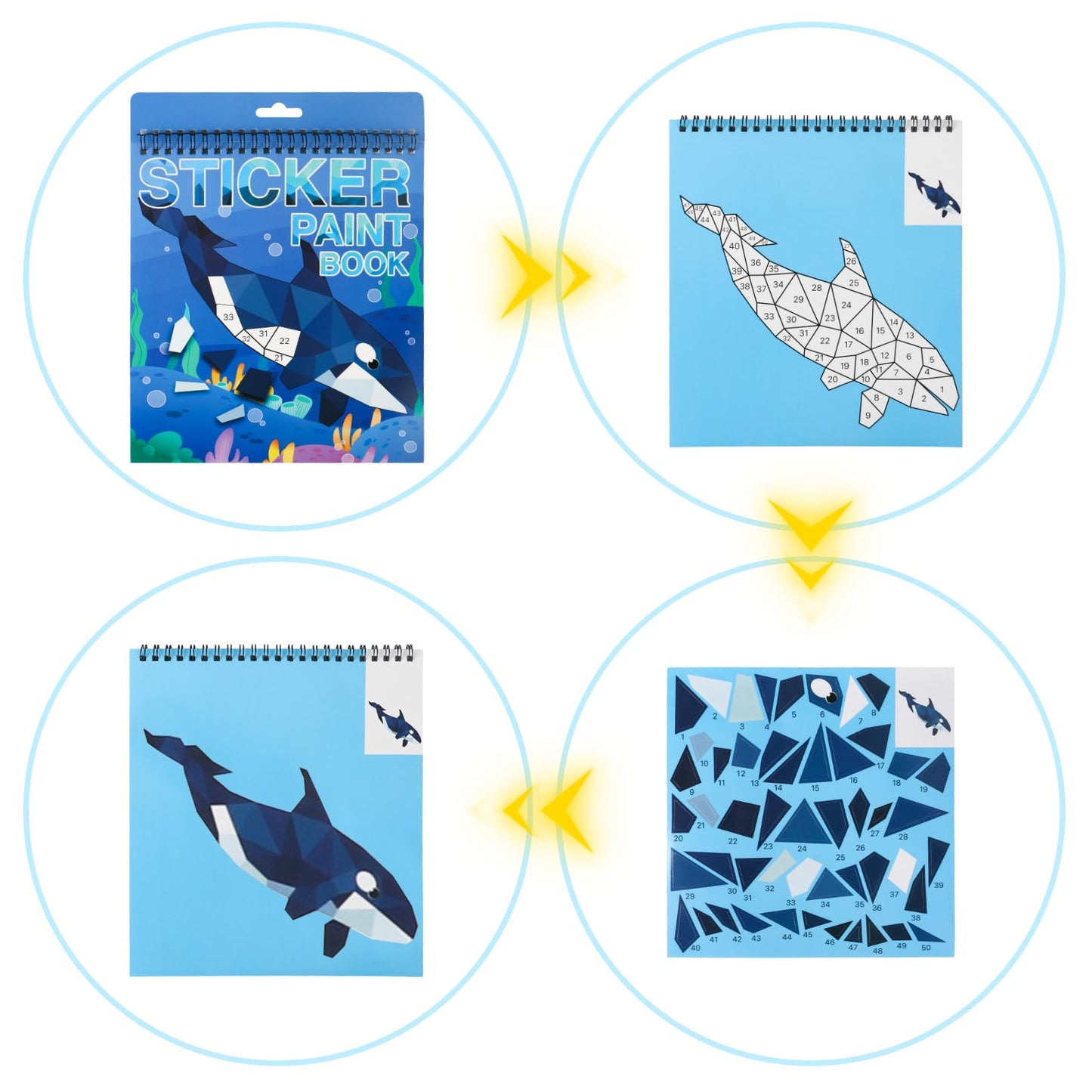 4 Pack Sticker Book Crafts For Kids Ages 4-8 Sticker Paint Books Boys And Girls Birthday Gifts Party Favor, Travel Toys For Toddlers Learning (Animal+Ocean+Insect+Horse)