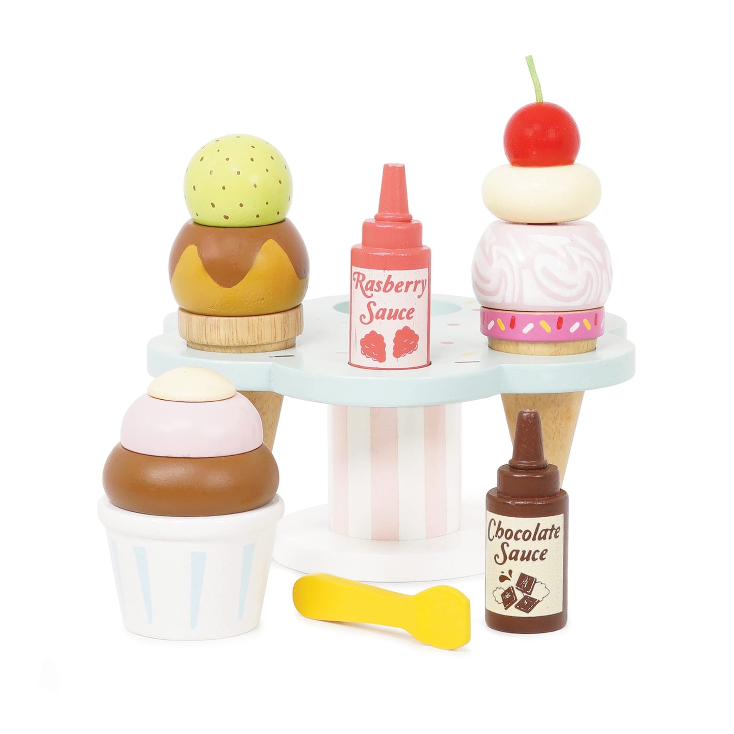 Le Toy Van - Educational Wooden Toy Honeybake Colourful Wooden Carlo's Gelato Pretend Ice Cream Toy | 12 Pieces - Great Role Pla