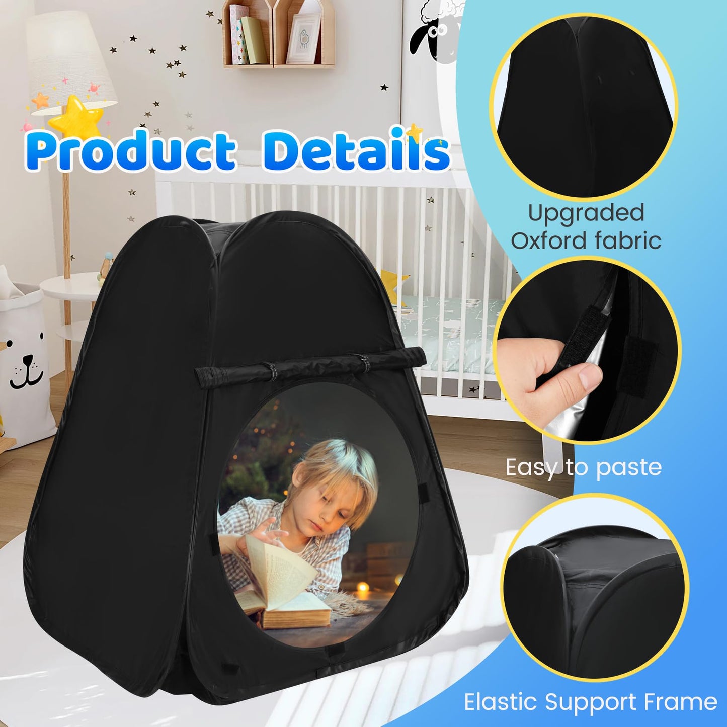 Sensory Tent For Kids 30.7 * 30.7 * 34.6 In - Portable Pop-Up Play Tent For Calming Down & Improving Focus - Ideal For Children