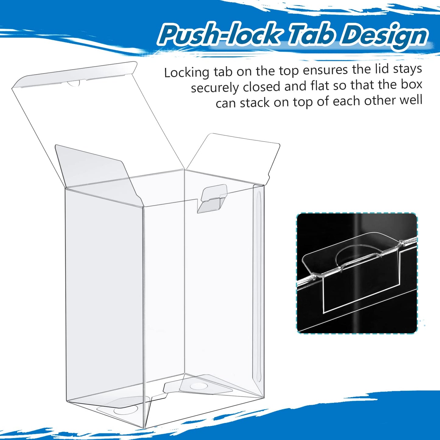 100 Pack Protectors Case Compatible With Funko- 4' Inch Pop Vinyl Figures, Crystal Clear Protectors, Heavy Duty Display Box W/ Protective Film & Locking Tab