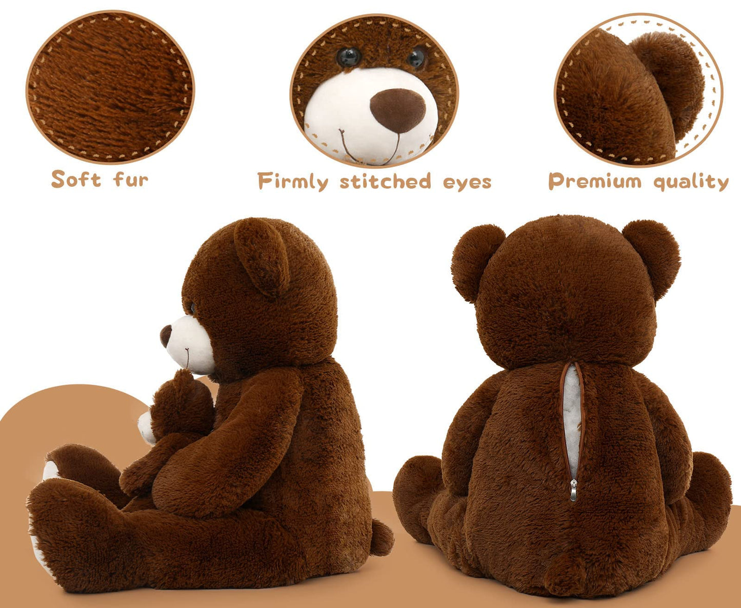 Morismos Giant Teddy Bear Stuffed Animals, Big Mommy And Baby Bear Large Teddy Bears Baby Shower For Girlfriend On Valentine Christmas 39 Inch
