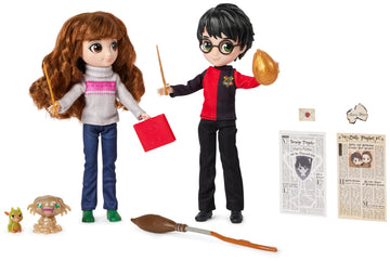 Wizarding World Harry Potter Dolls Gift Set - 8-inch Harry & Hermione, 20+ Pieces, Plastic, Ages 6+