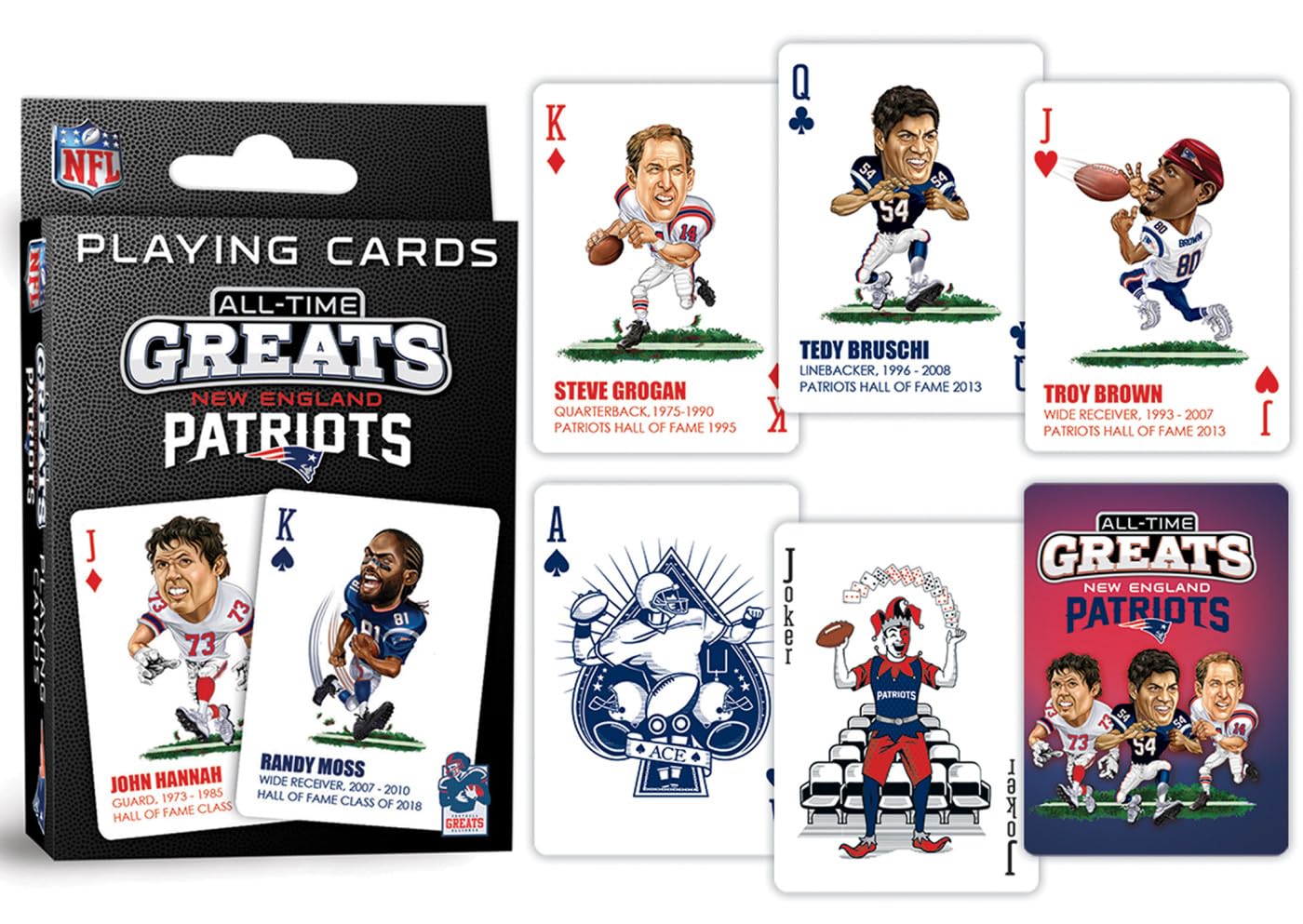 Masterpieces Officially Licensed NFL New England Patriots Playing Cards - 54 Card Deck for Adults