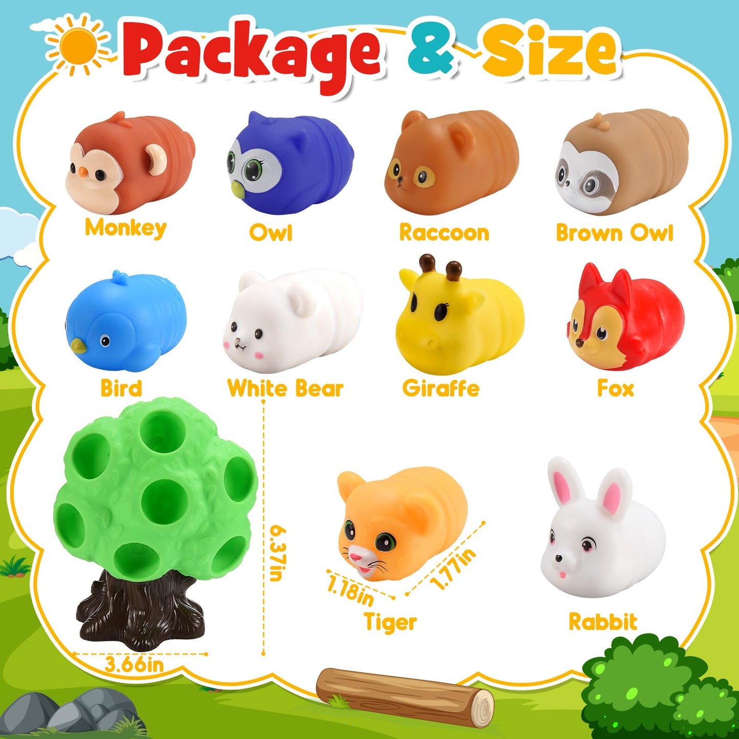 Snapglowz Toddler Toys, Animal Learning Toys For Toddlers 1-6 Forest Animal Playset Montessori Toys For 2-6 Boys Girls Animal Fi