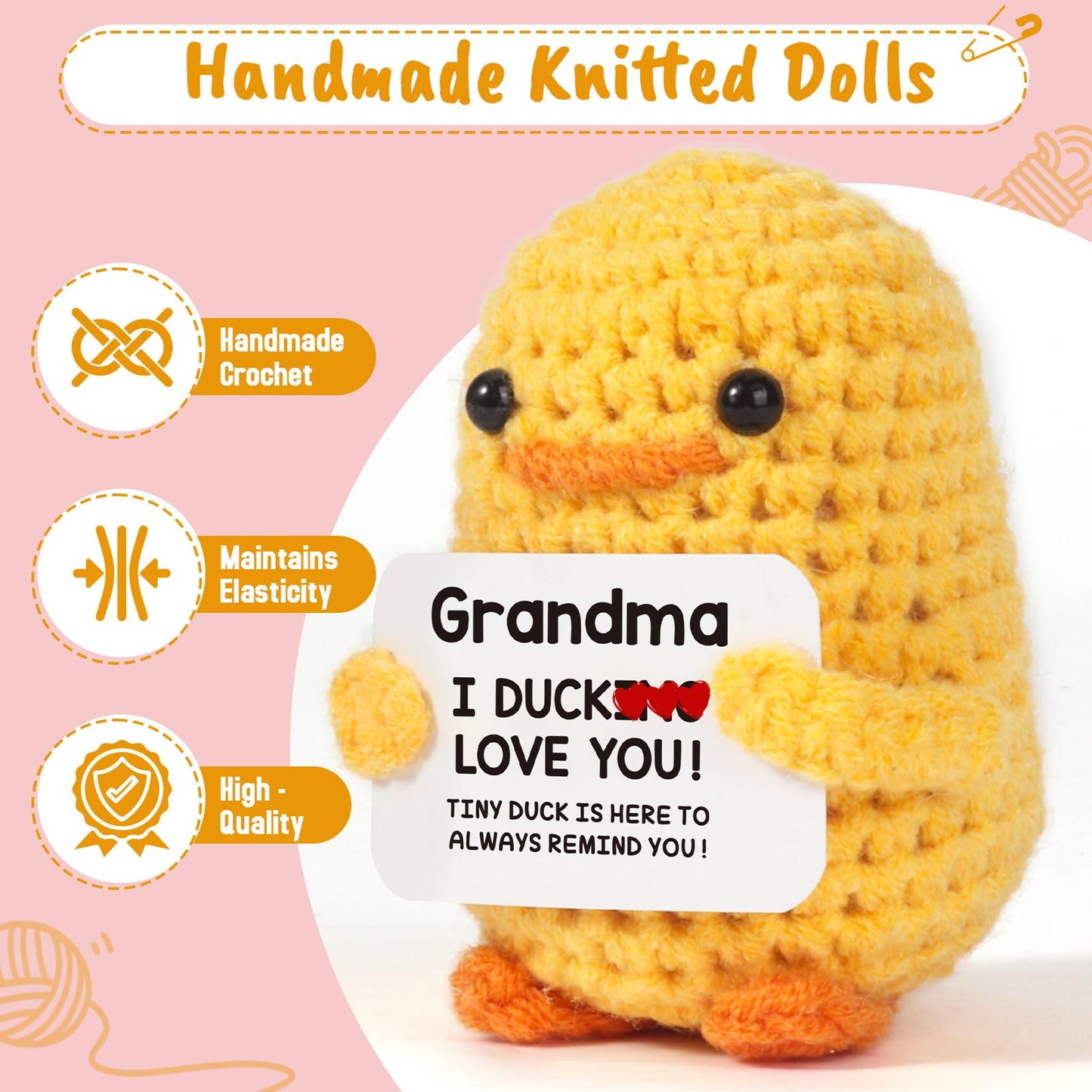 Mbl Grandma Birthday Grandma I Duck Love You, Funny Handmade Crochet Duck For Grandma Mothers Day Birthday, Hand-Made For Nana G