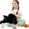 Muiteiur 5 Pcs Dog Stuffed Animal Set Black Lab Stuffed Animal with Red Tongue Labrador Puppy Plush Toys Gift for Birthday Theme Praty