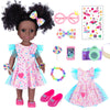 DOTVOSY 14.5 Inch Black Girl Doll with Pink Flamingo Theme Dress Camera Sunglasses & Accessories