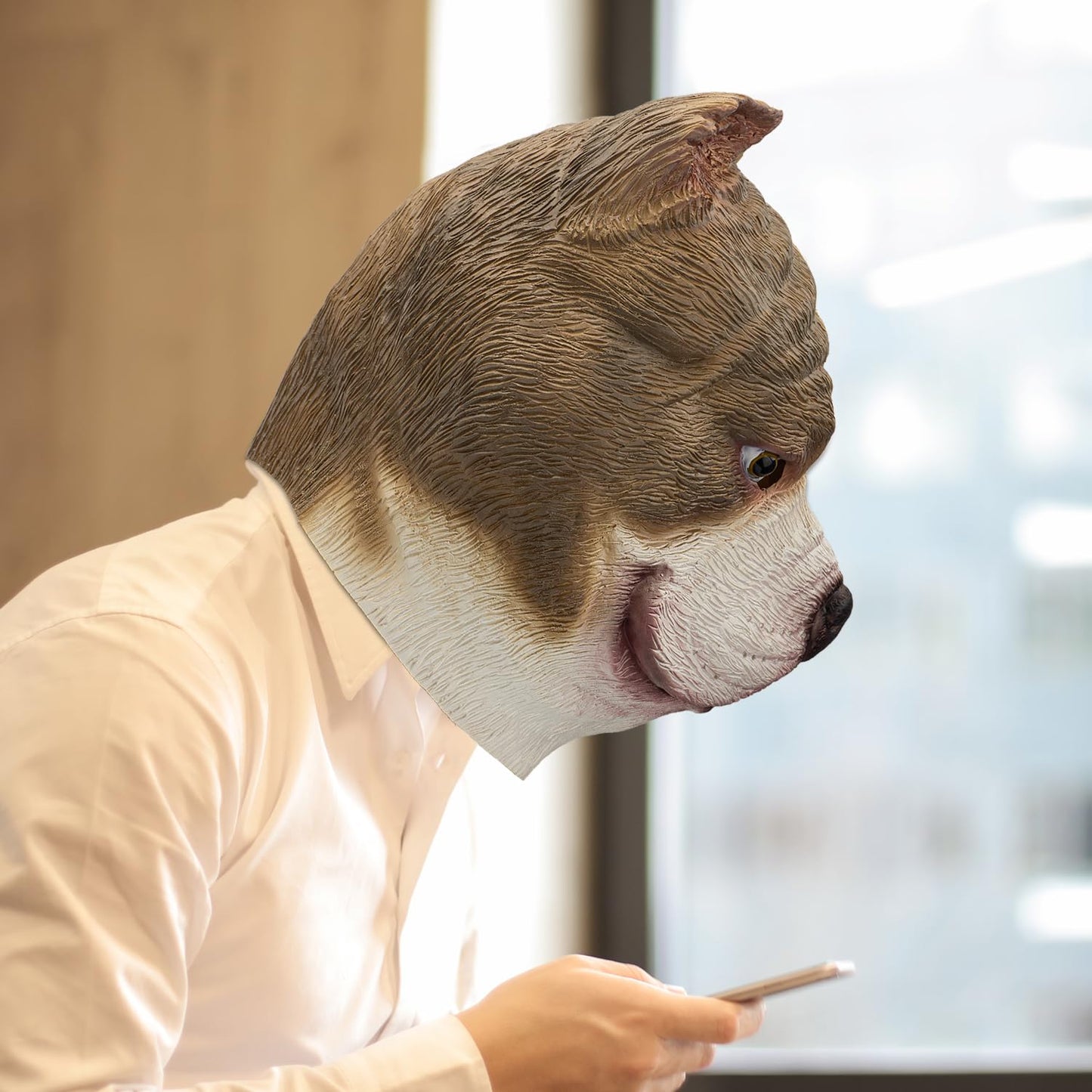 PartyHop Bully Dog Head Mask Pitbull Animal Latex Full Head Realistic Masks Fancy Dress for Halloween Costume Party