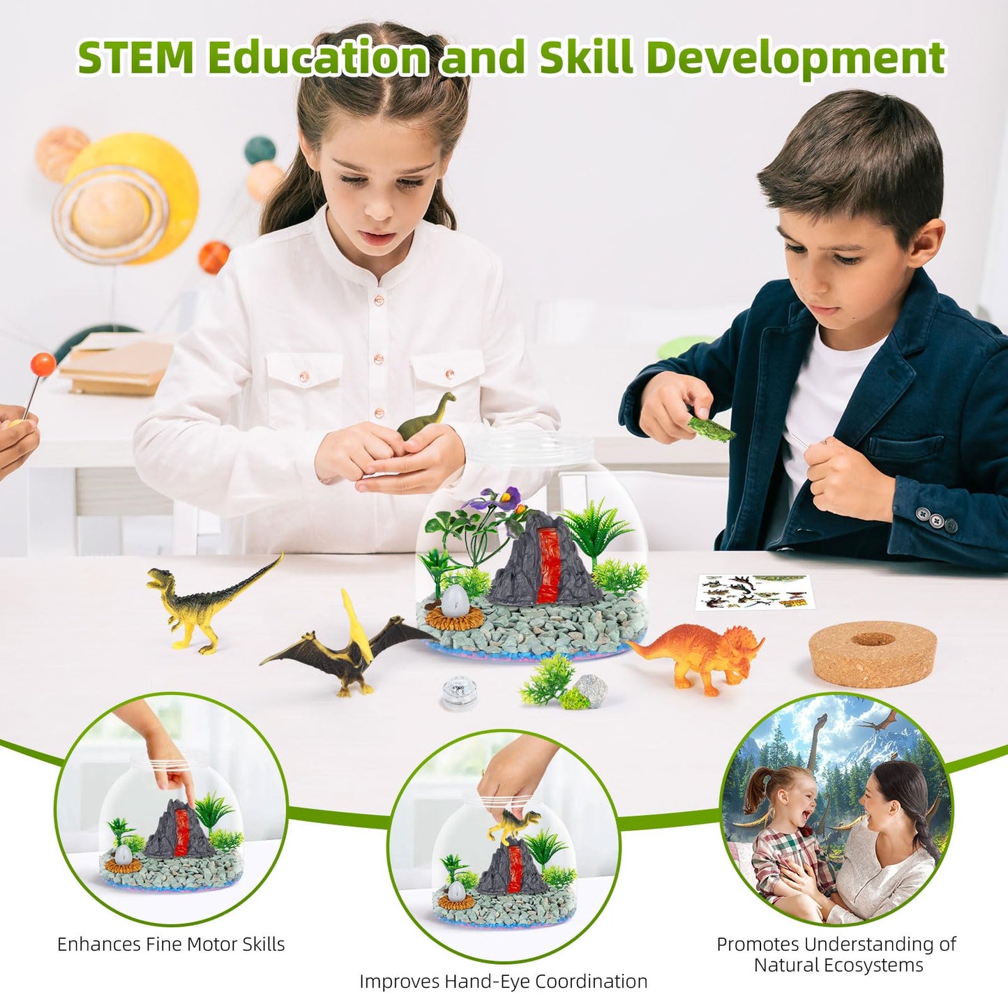 Light Up Terrarium Kit For Kids — Build A Prehistoric Dinosaur Habitat | Dinosaur Toys For Kids, Science Kits, Arts And Crafts For Kids, Boys Toys Ages 4+, Kids Gifts