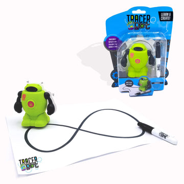 Mukikim Tracerbot - Green – Mini Inductive Robot That Follows The Black Line You Draw. Fun, Educational, And Interactive Stem Toy With Limitless Ways To Play! Promotes Logic And Creativity Training