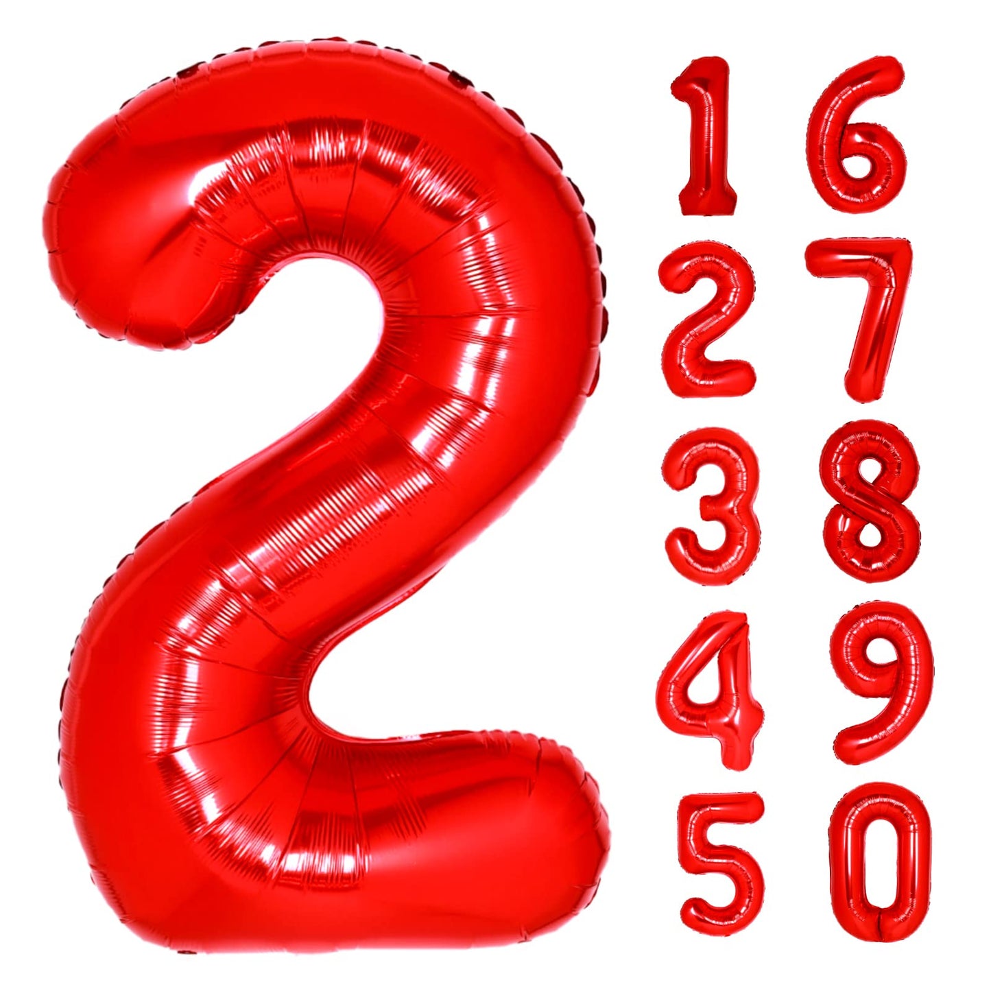 40 Inch Giant Red Number 2 Balloon, Helium Mylar Foil Number Balloons For Birthday Party, 2Nd Birthday Decorations For Kids, Ann