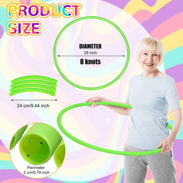 Poen 10 Pcs Exercise Hoop Adjustable Detachable Plastic Toy Hoop Colored Hoop Circles Playground Toys For Gymnastics Games Dog Agility Equipment Party Decor, 28 Inch (Green)