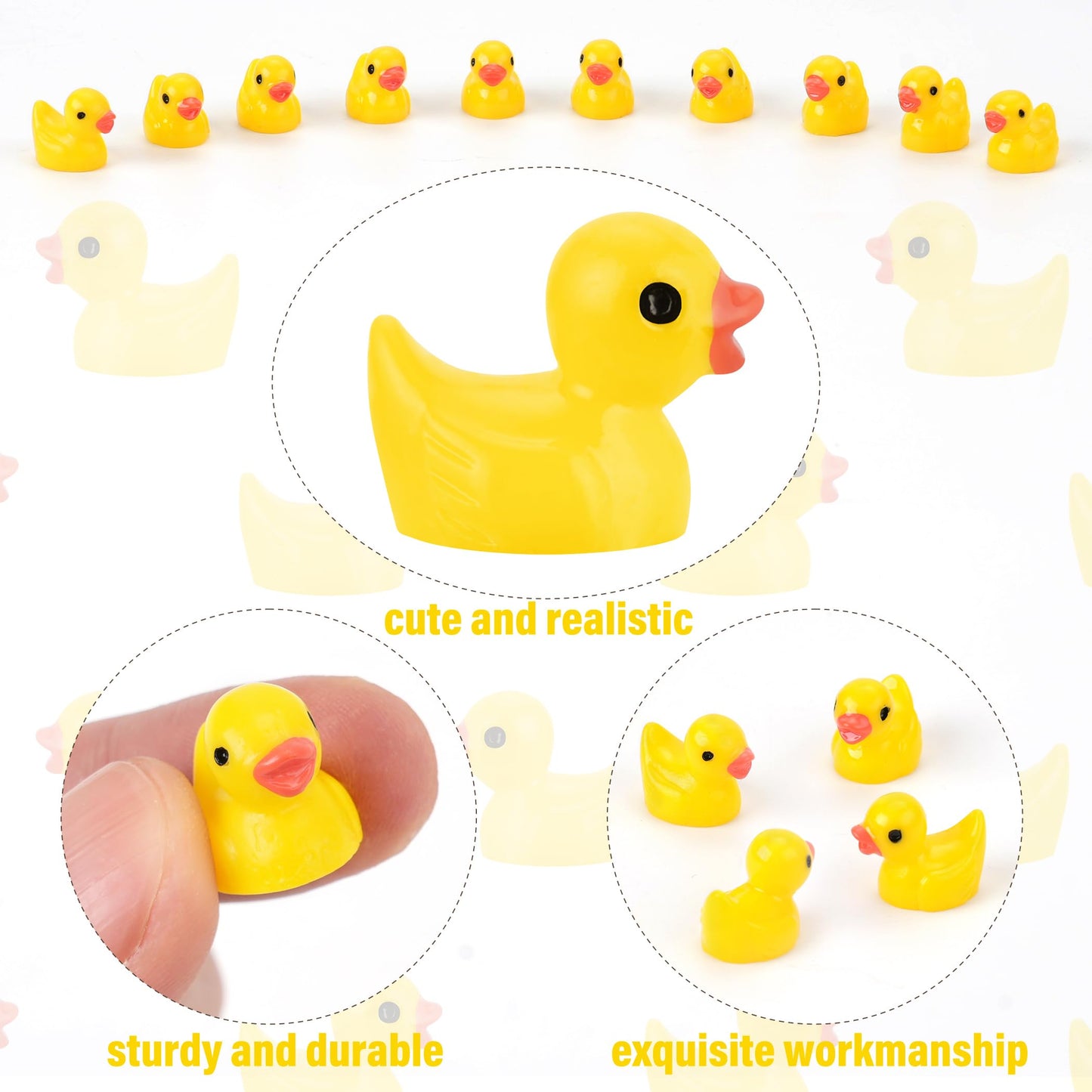 240 Pieces Mini Resin Ducks, Yellow Tiny Duck Figurines Bulk for Garden Micro Landscape Aquarium Dollhouse Potted Plants Decorat
