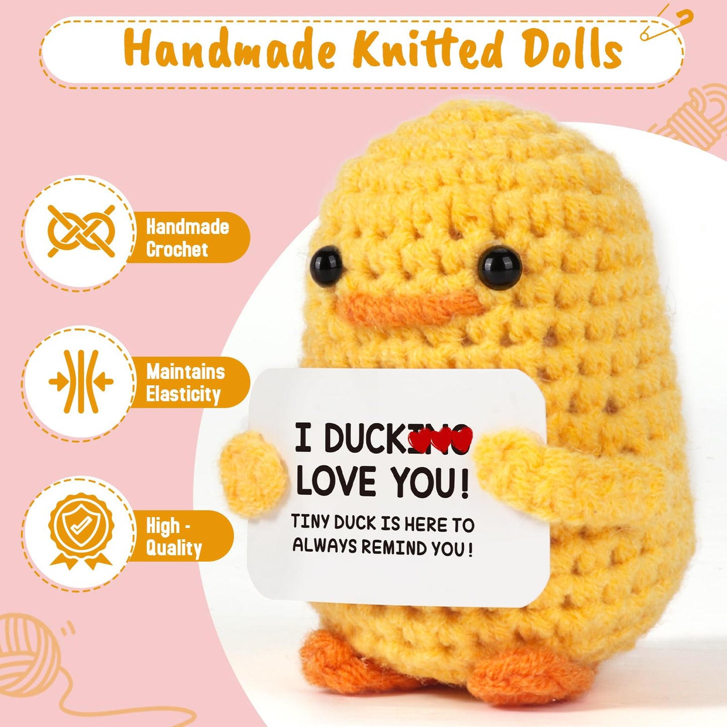 MBL Handmade Crochet Duck - Cute Yellow Gift for Girlfriend, Boyfriend, Wife, Husband, Small Size Birthday & Easter Stocking Stuffer