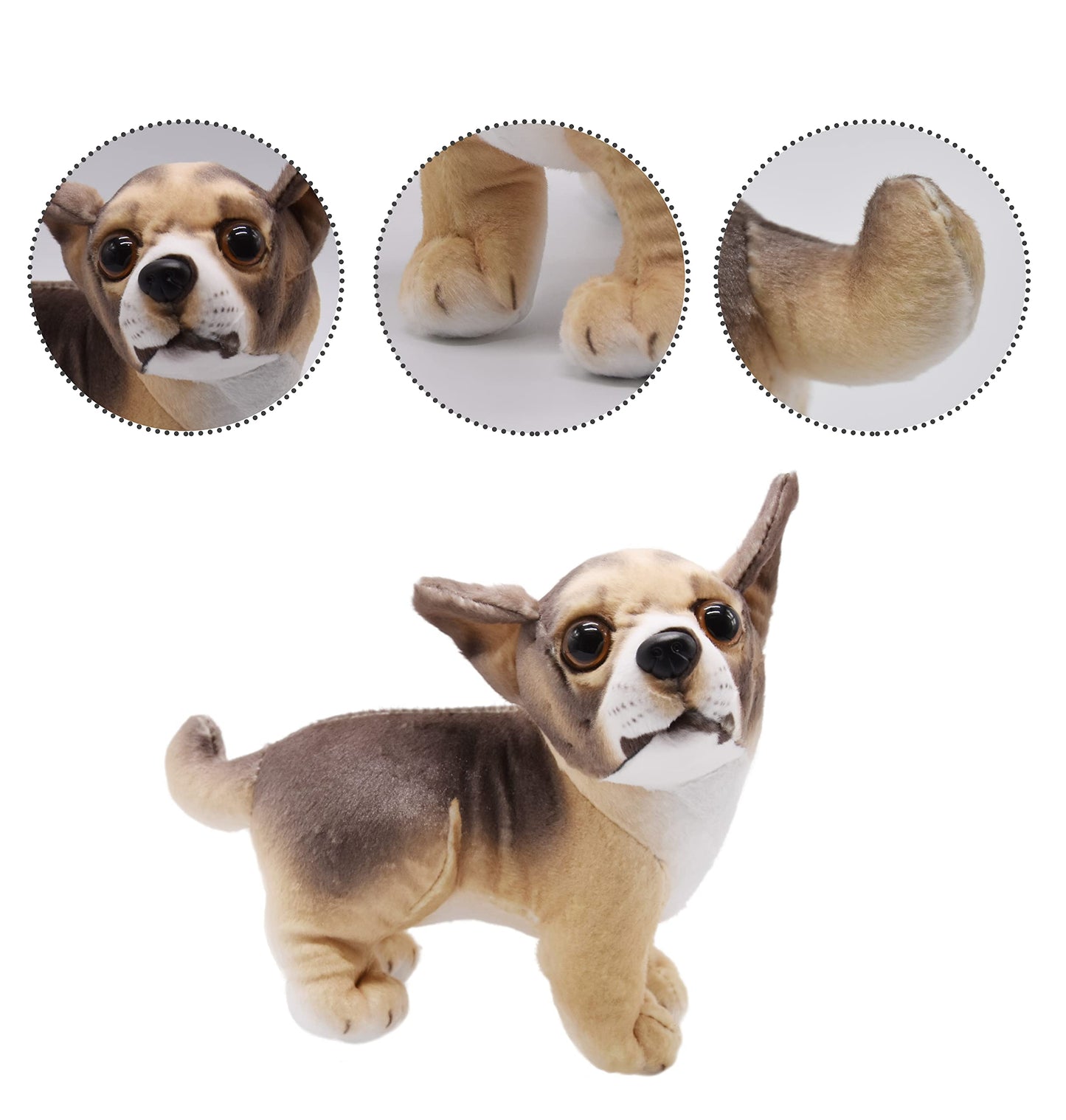 Yonlit Lifelike Chihuahua Stuffed Animal Animated Plush Puppy Toy Doll Super Realistic Dogs Act Like Real Excellent Gifts For Kids Birthday Party Dog Collection 9 Inches (Chihuahua)