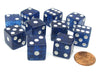 Koplow Games Set of 10 D6 16mm Glitter Dice - Blue with White Pips