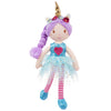 June Garden 16" Myra Unicorn Doll - Purple Hair Plush Rag Doll for Toddler Girls - Soft Gift for Ages 2+ - Blue Dress