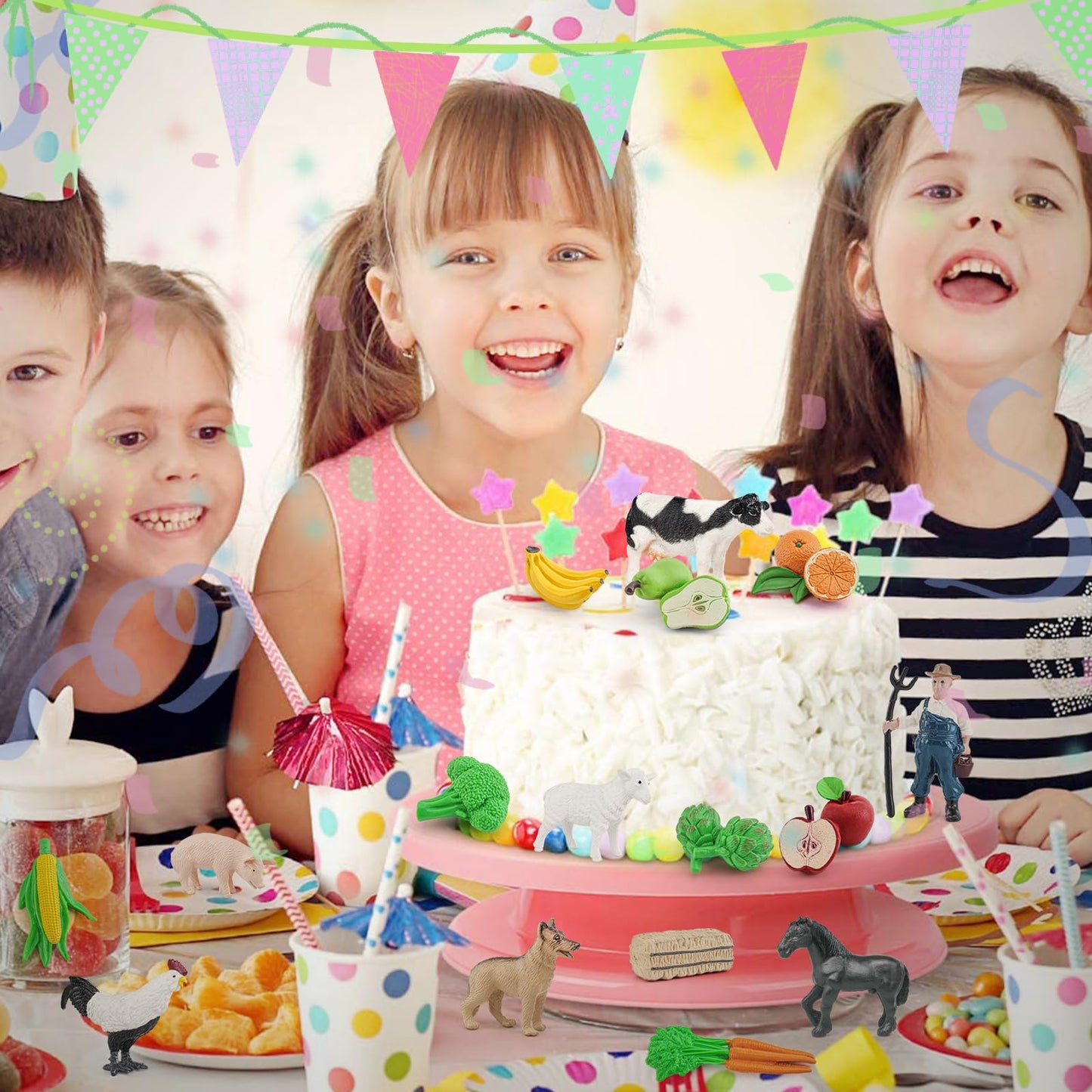 Lc Joycre Farm Toy Small Barn Farm Animals Playset 16Pcs Farm Animals Figurines For Cake Topper For Toddlers 1-3