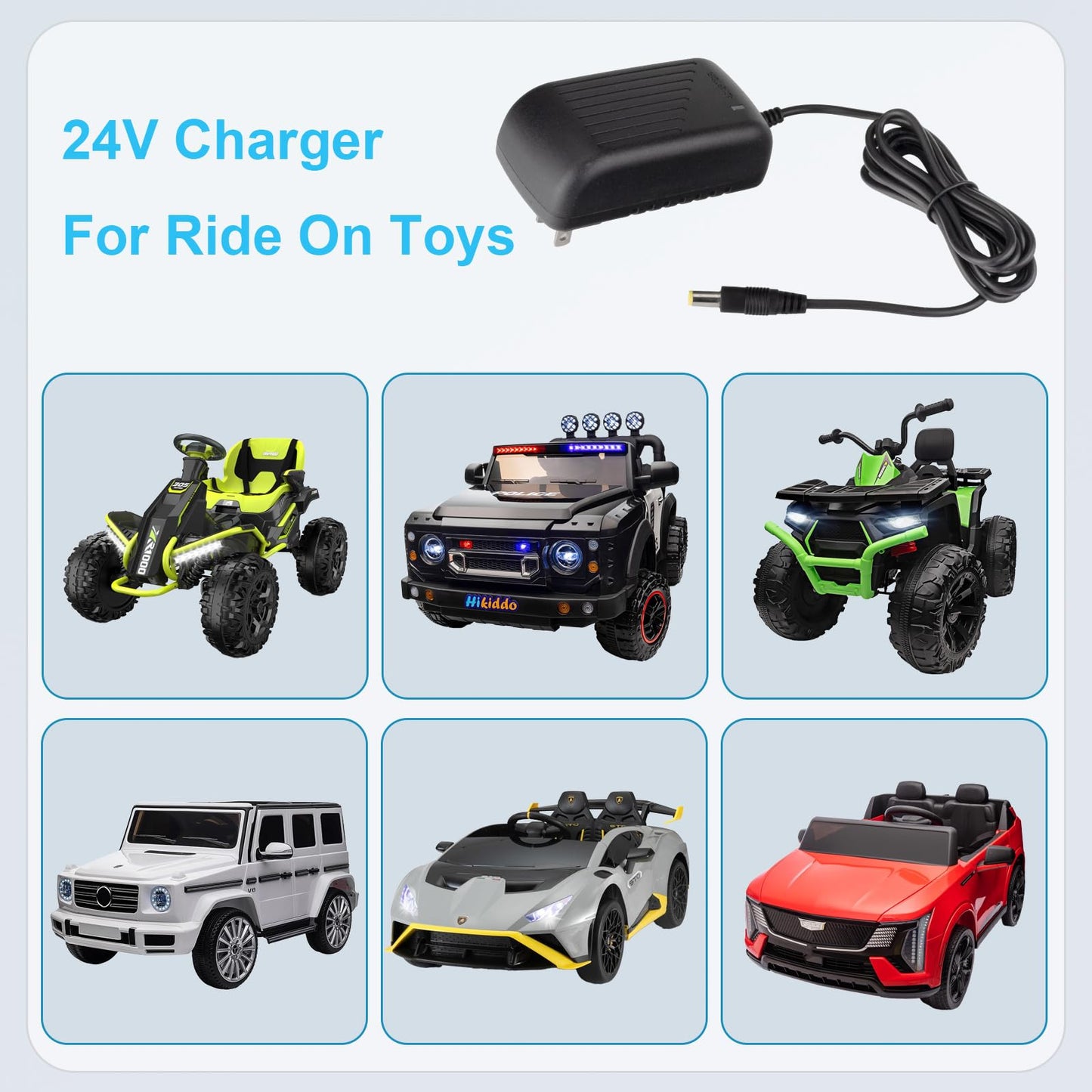24V Charger for Kids Ride On Car Toys 24 Volt Battery Charger Wrangler SUV Kid Trax Dynacraft Toy Car Jeep ATV Quad (24v Battery