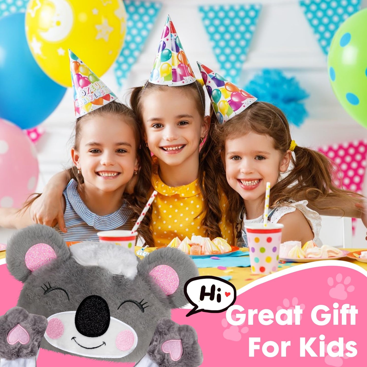 YOYTOO Plush Novelty Animal Hat with Ears Moving Jumping Pop Up Beating Plush Dress Up, One Size Fits All Adults & Children (Koa