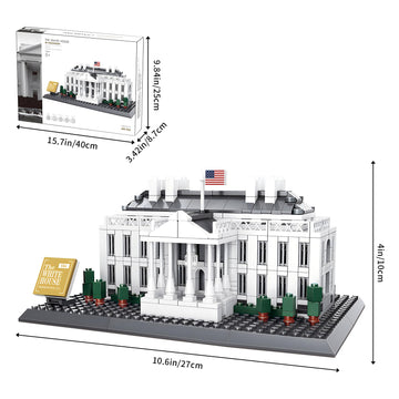 CAXIMSY White House Model Building Block Set, 895 Pieces, Medium Size, Plastic Architecture for Adults and Kids