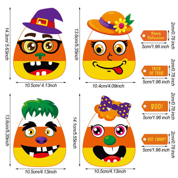 Sumind Halloween Candy Corn Craft Kits For Kids Halloween Activities Diy Handicraft Fun Home Activities For Birthday Activities Party Supplies Classroom Arts, 4 Styles (36 Sets)