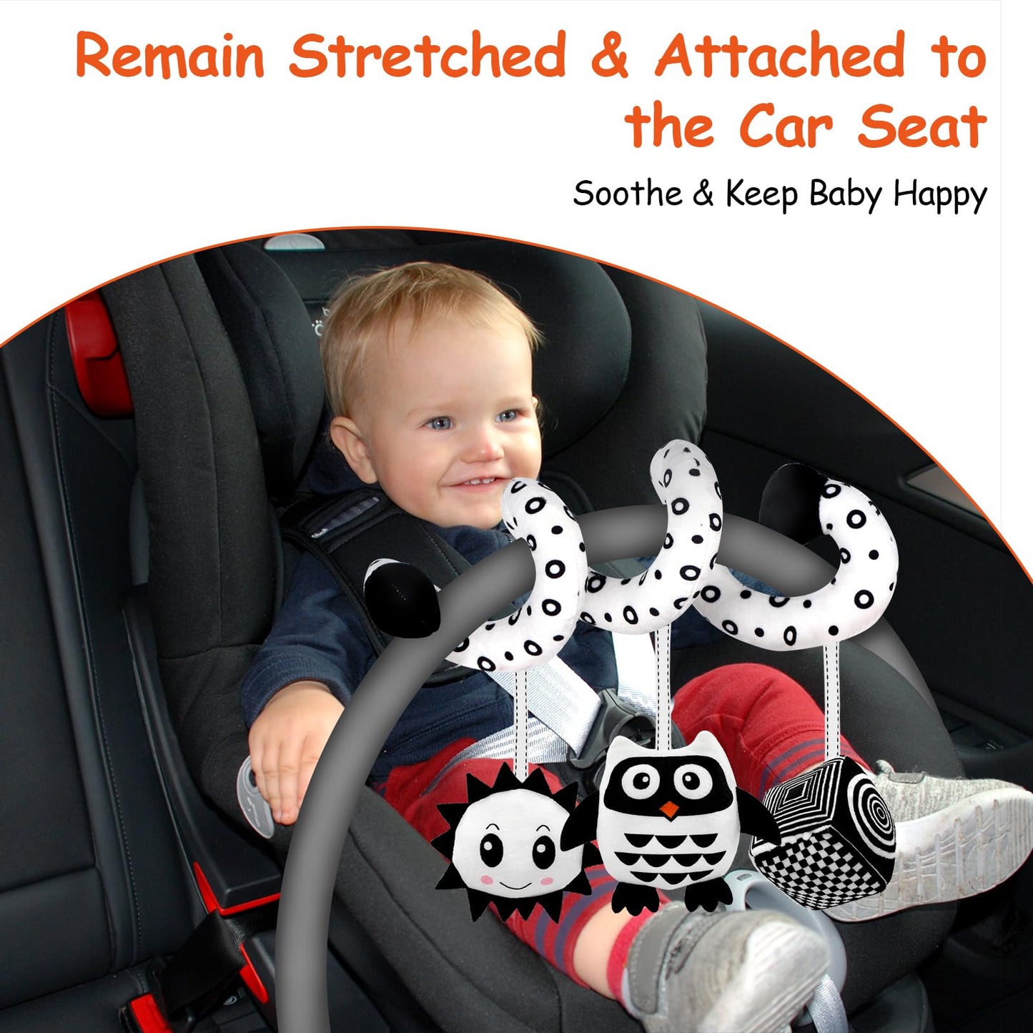 Baby Spiral Hanging Stroller And Car Seat Toys For Babies 0-6 Months Newborn Plush Activity Toys For Bed Bassinet Crib Baby Carrier Gifts (Owl)