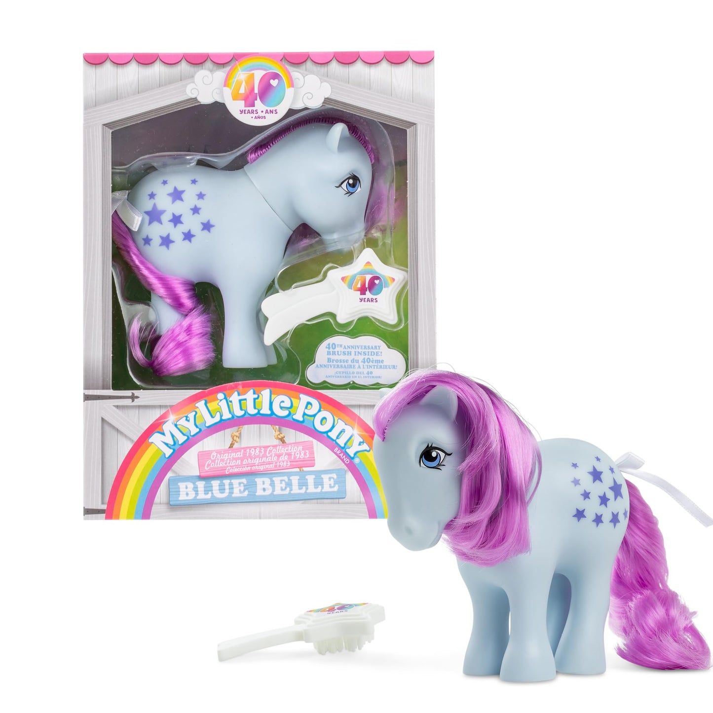 My Little Pony, 40Th Anniversary 4-Inch Blue Belle, Original 1983 Collection, Long, Brushable Mane And Tail, Action Figure, Great For Kids, Toddlers, Girls, Ages 4+
