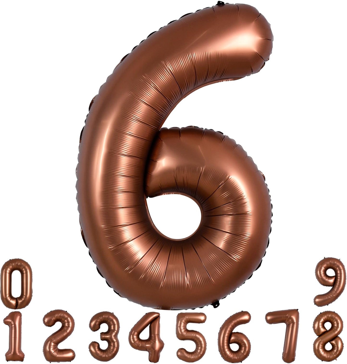 Toniful 40 Inch Coffee Brown Large Numbers Balloon 0-9 Birthday Party Decorations,Big Chocolate Number 6 Foil Balloon Digital 6