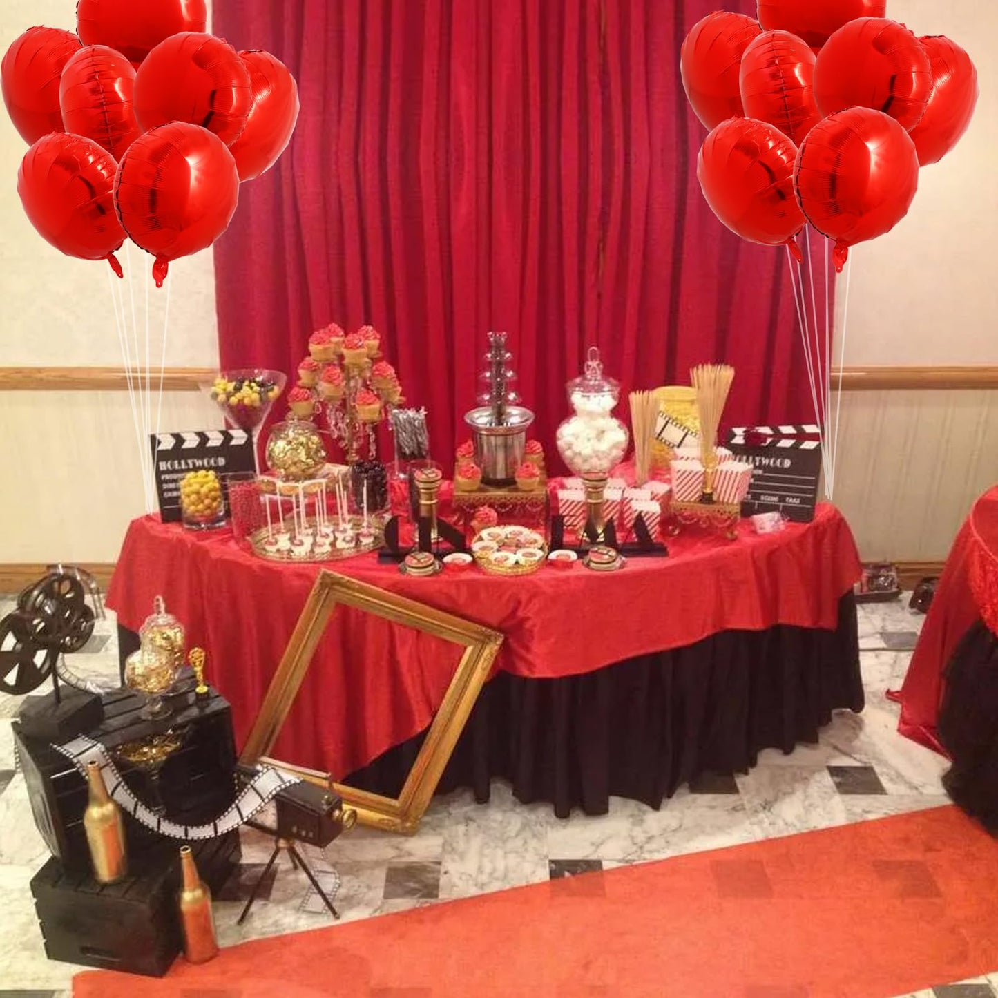 TONIFUL 30Pcs 18 Inch Round Balloons Large Red Round Shape Foil Ballons Big Red Round Helium Mylar Decorations for Birthday Wedd