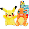 Pokemon Plushie 2 Pack - Bundle with 2 Plush 8 Figures Featuring Pikachu and Charmander Plus Bookmark, Stickers | Pokemon Stuffe
