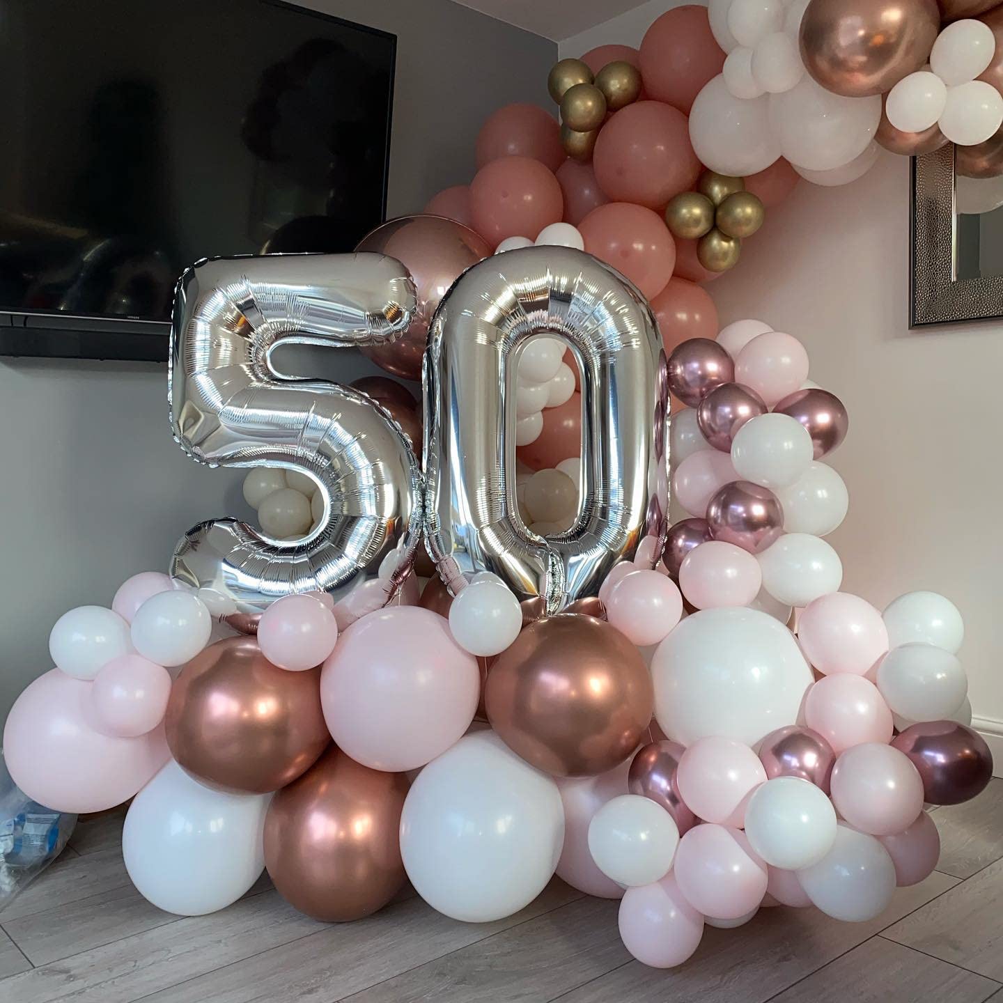 LHOAVWE 40 Inch Silver 50 Foil Mylar Balloons - Jumbo Digital 50th Birthday Party Decorations