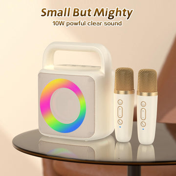 Meguo Karoke Machine With 2 Wireless Mics,Portable Karaoke Microphone Toys With Colorful Lights And Magic Voices For Camping Par