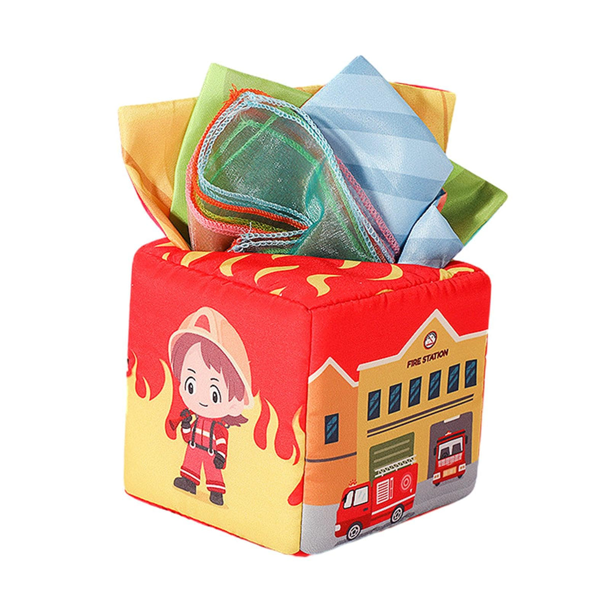 Ilsmysutra Sensory Pull Along Tissue Box Hand Towel Sensory Toy For Babies Kids Infants Red|Toys For Baby|Developmental Baby Toy